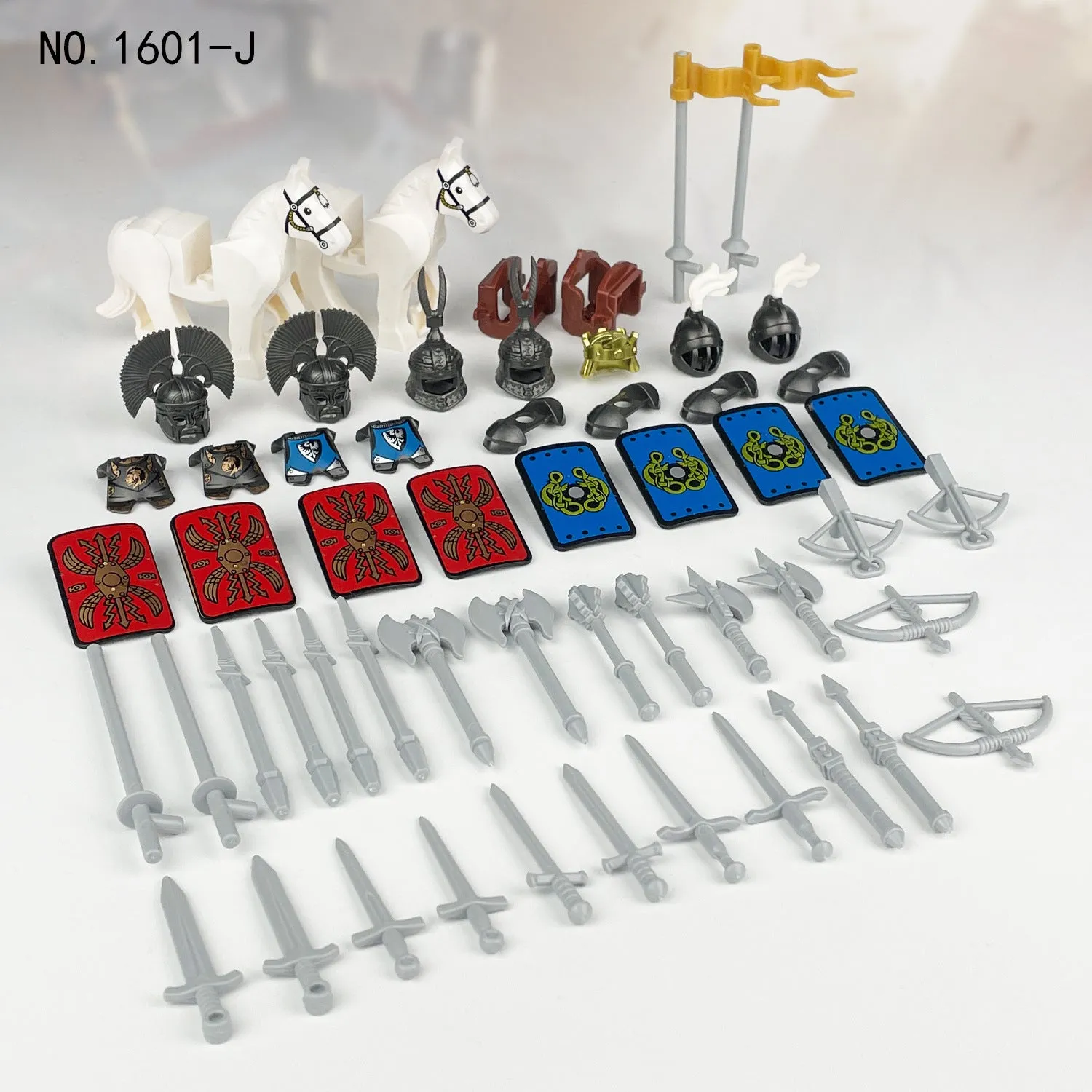 1601-J Medieval Knight Soldier Weapon Kits Accessories Components Children Assembling Building Blocks Toy