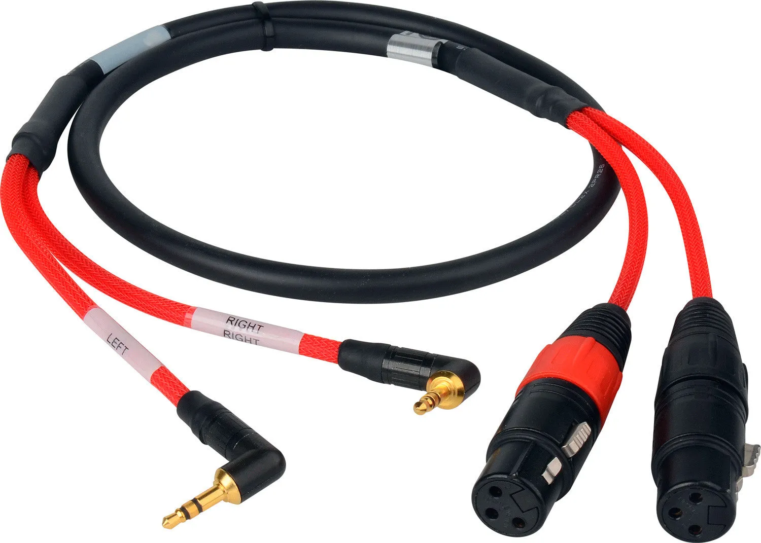 2-Channel Stereo 3.5mm Male to XLR Female Red Camera Audio Input Cable - 3-Foot