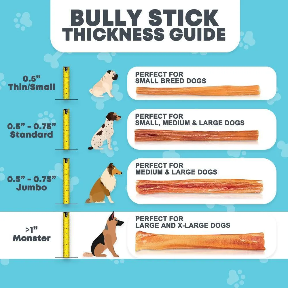 6" Jumbo Bully Sticks for Small & Medium Dogs