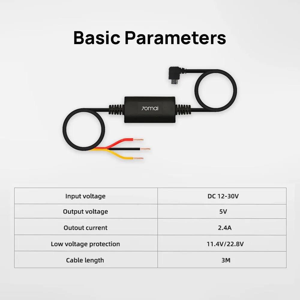 70mai Hardwire Kit UP02 For 24 Hours Parking Surveillance Compatible with Most 70mai Dash Cam