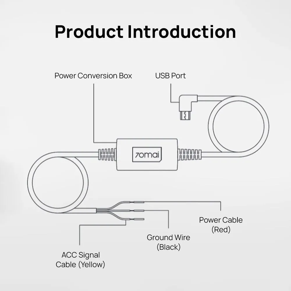 70mai Hardwire Kit UP02 For 24 Hours Parking Surveillance Compatible with Most 70mai Dash Cam