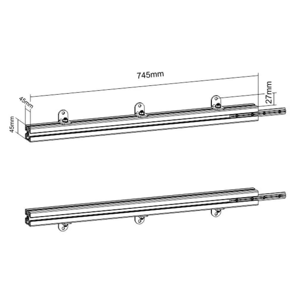 745mm Aluminum Rails for Custom Installation (Pair)