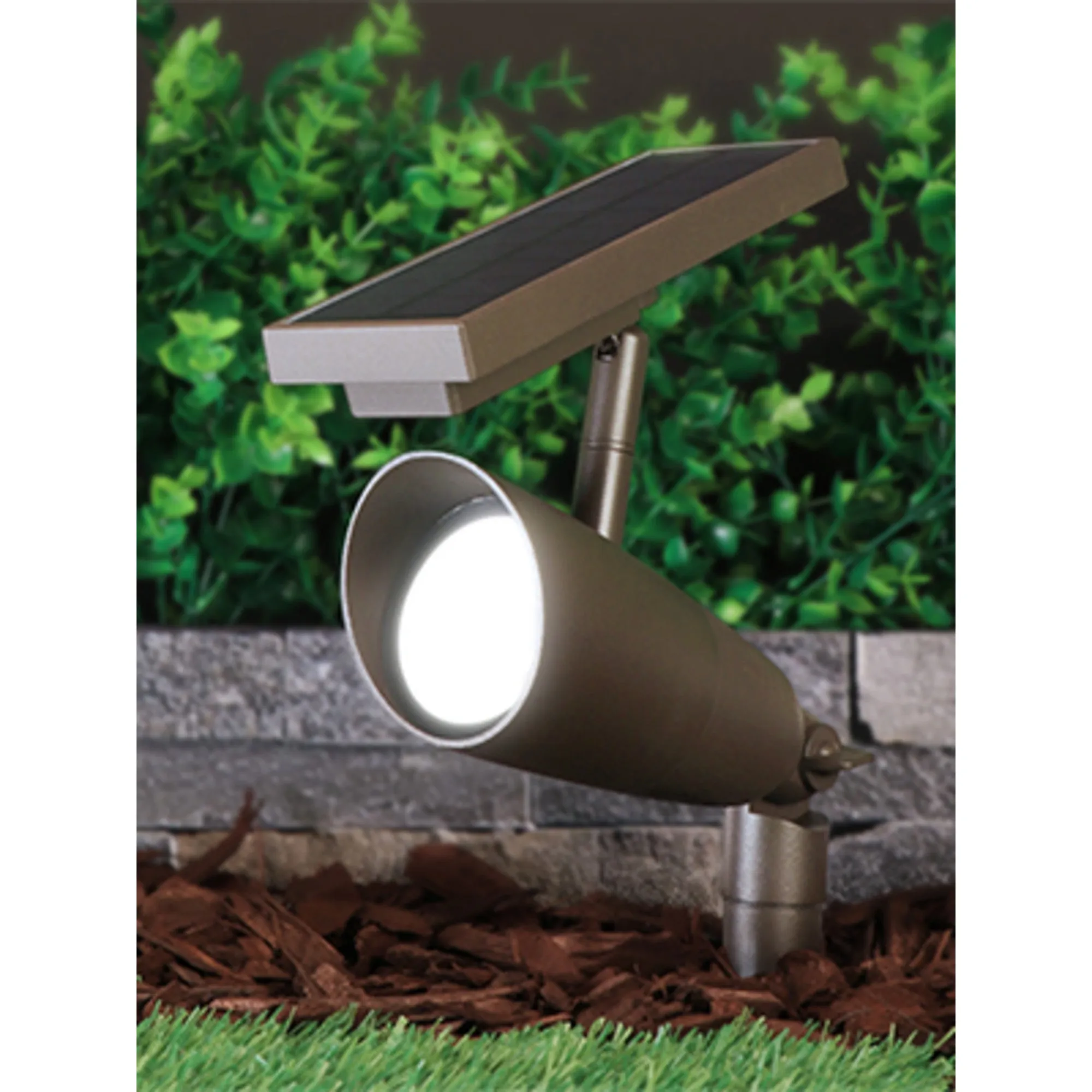 8 in. OneSync Landscape Bronze Solar Spotlight Starter Kit (2-Pack)