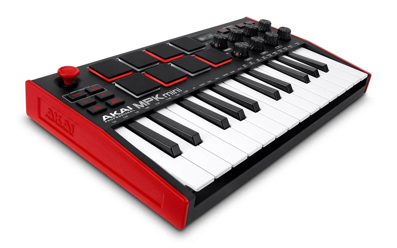 Akai Mpk Mini Mk3 Control Keyboard Pad Controller Midi Usb Black, Red