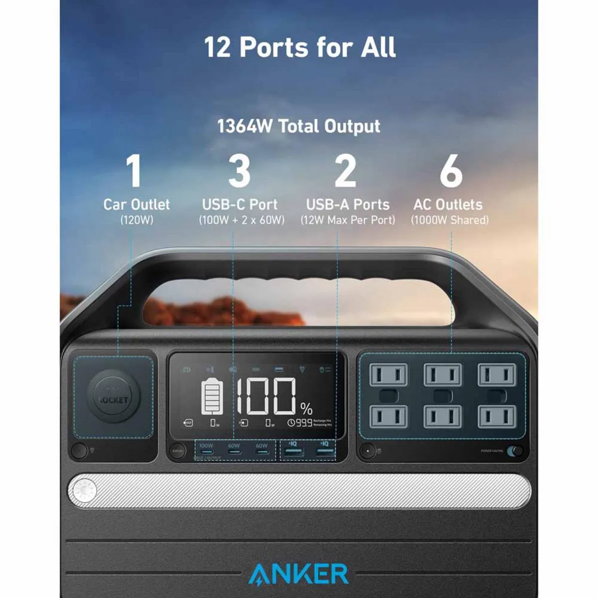 Anker Solar Generator 555 - PowerHouse 1024Wh with Solar Panels 100W