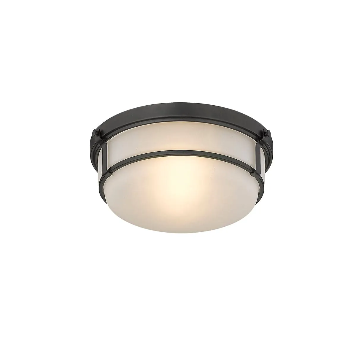 Arlson Flush Mount Fixture - Matte Black - Frosted Glass - 13in. Diameter - E26 Medium Base