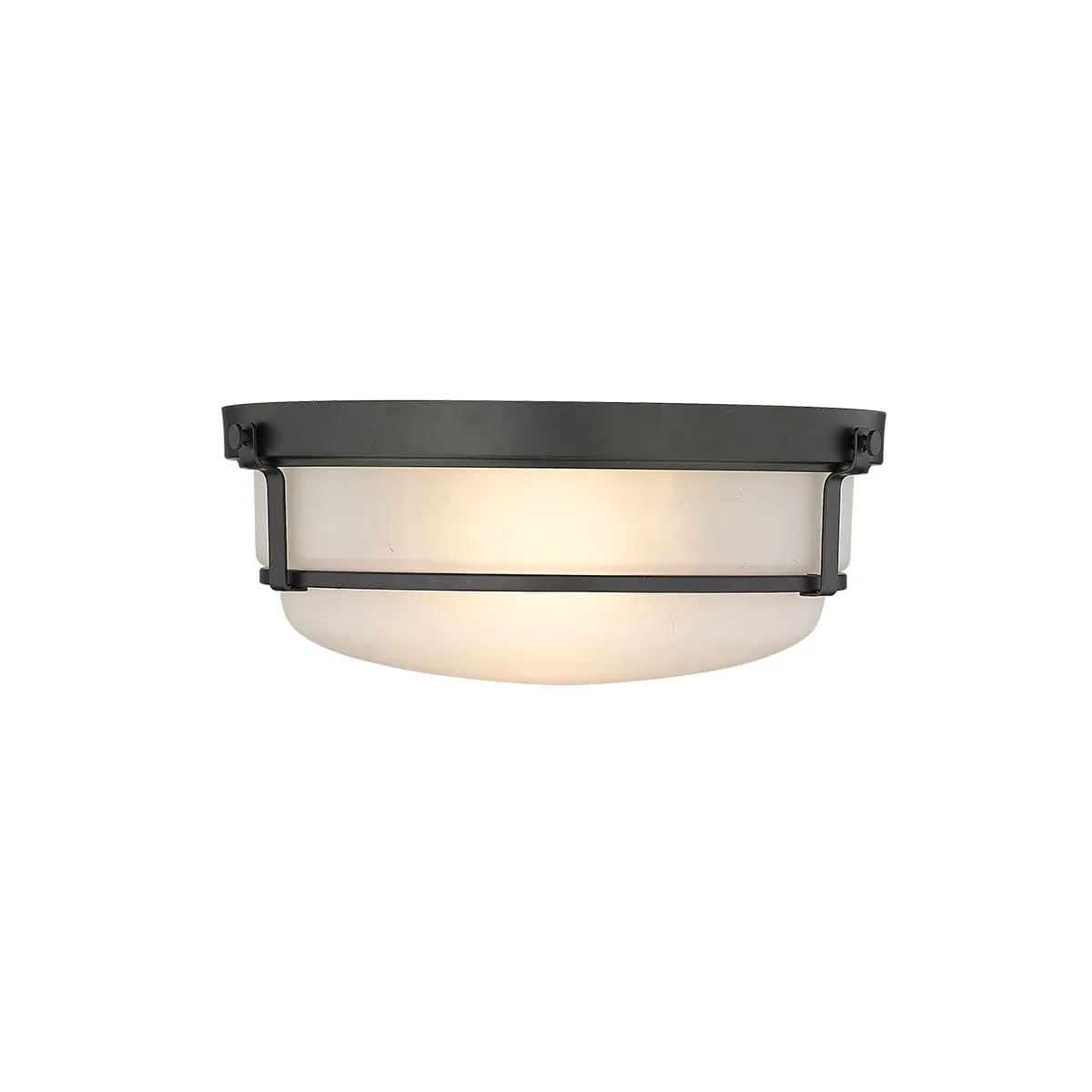 Arlson Flush Mount Fixture - Matte Black - Frosted Glass - 13in. Diameter - E26 Medium Base