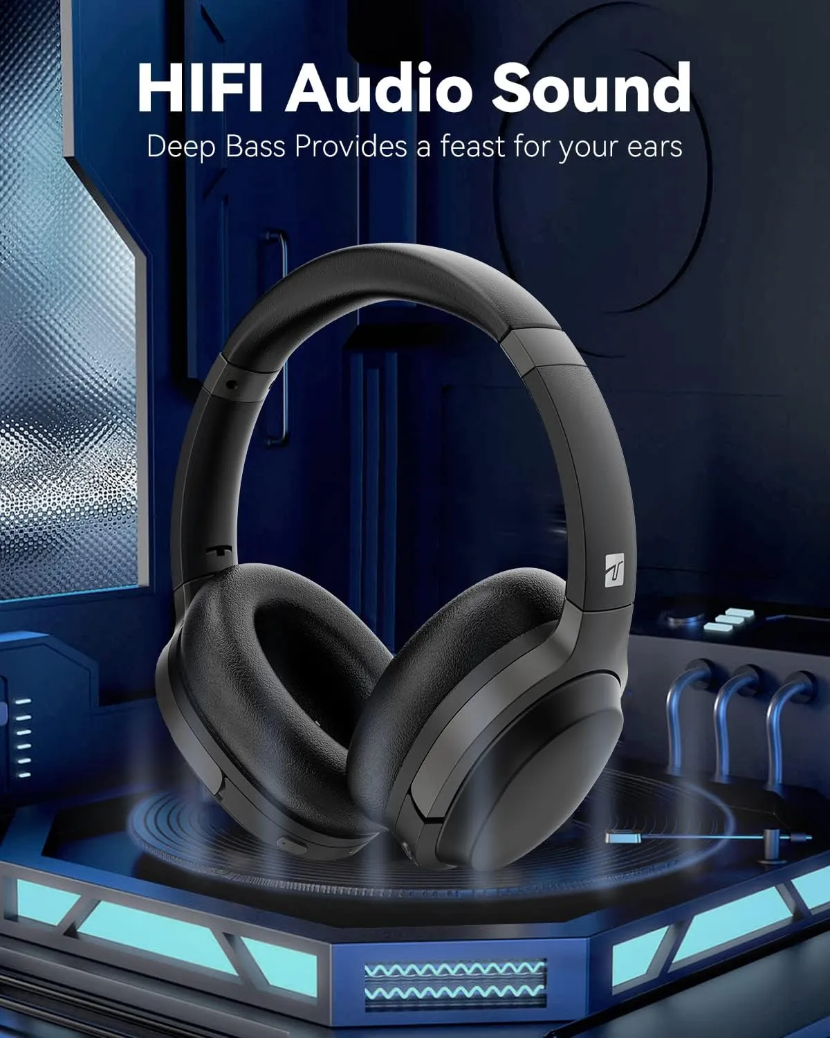 Bluetooth Hi-Fi Stereo Headphones - 50H Playtime, Deep Bass, HD Mic 2024