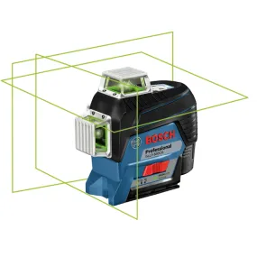 BOSCH GLL3-330CG-B 360-Degree Green Beam Three-Plane Line Laser Level with 2 Batteries