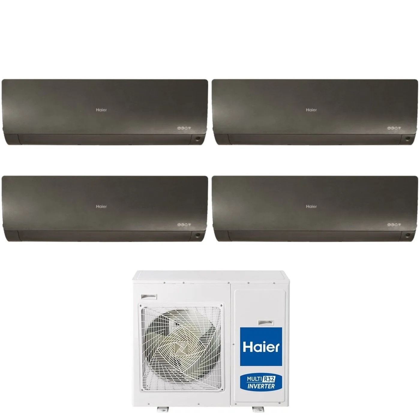 Climatizzatore Condizionatore Haier Quadri Split Inverter serie FLEXIS PLUS BLACK 7 7 7 18 con 4U85S2SR3FA R-32 Wi-Fi Integrato Colore Nero 7000 7000 7000 18000