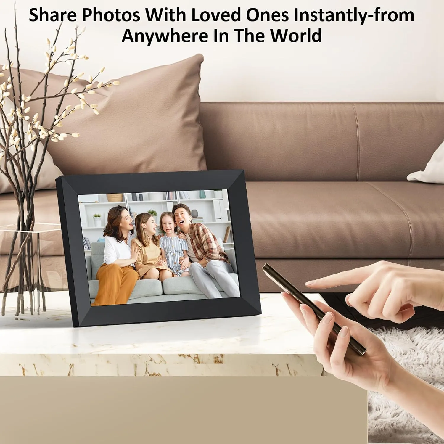 Digital Picture Frame Wi-Fi 10.1inch Smart Digital Photo Frame,Electronic Digital Picture Frames Load from Phone,1280x800 HD IPS Touch Screen-Share Photo/Video-Weather/Clock/Alarm-via Free APP-Black