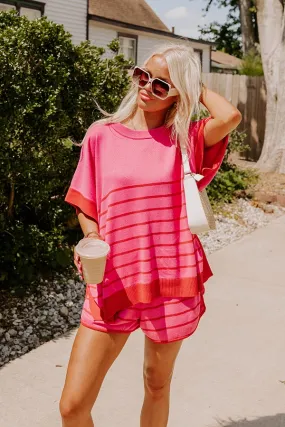 Dockside Cutie Knit Shift Top in Pink