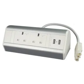 DP14S2UW Desktop Power Extension 2x Individually-fused Sockets 2x USB 2m GST18/3 Cable