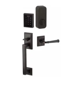 Emtek Hamden EMPowered™ Motorized Touchscreen Handle set with Hampton Glass Knob