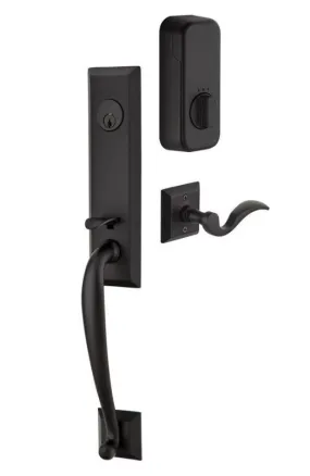 Emtek Single Cylinder Adams Handleset EMPowered Motorized Smart Lock Upgrade With Freestone Knob