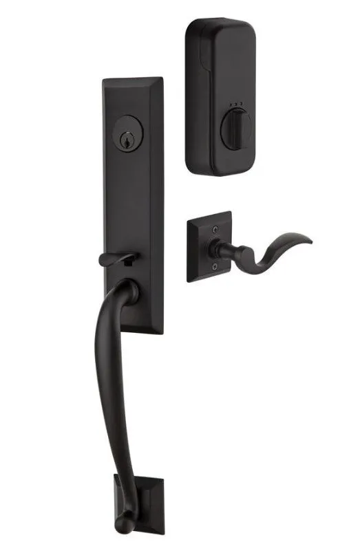 Emtek Single Cylinder Adams Handleset EMPowered Motorized Smart Lock Upgrade With Myles Lever