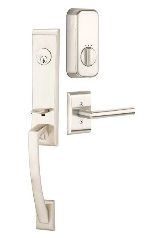 Emtek Single Cylinder Apollo Handleset EMPowered Motorized Smart Lock Upgrade With Ribbon & Reed Lever