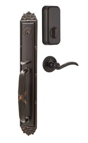 Emtek Single Cylinder Imperial Handleset EMPowered Motorized Smart Lock Upgrade With Georgetown Glass Knob