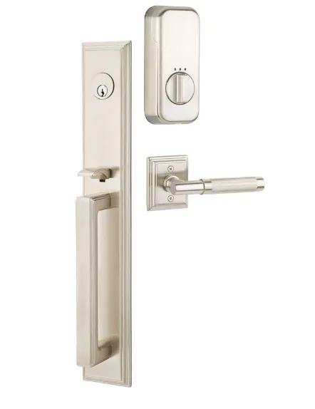 Emtek Single Cylinder Melrose Handleset EMPowered Motorized Smart Lock Upgrade With Dumont Lever