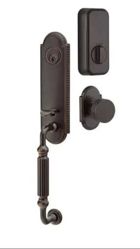 Emtek Single Cylinder Orleans Handleset EMPowered Motorized Smart Lock Upgrade With Hampton Knob