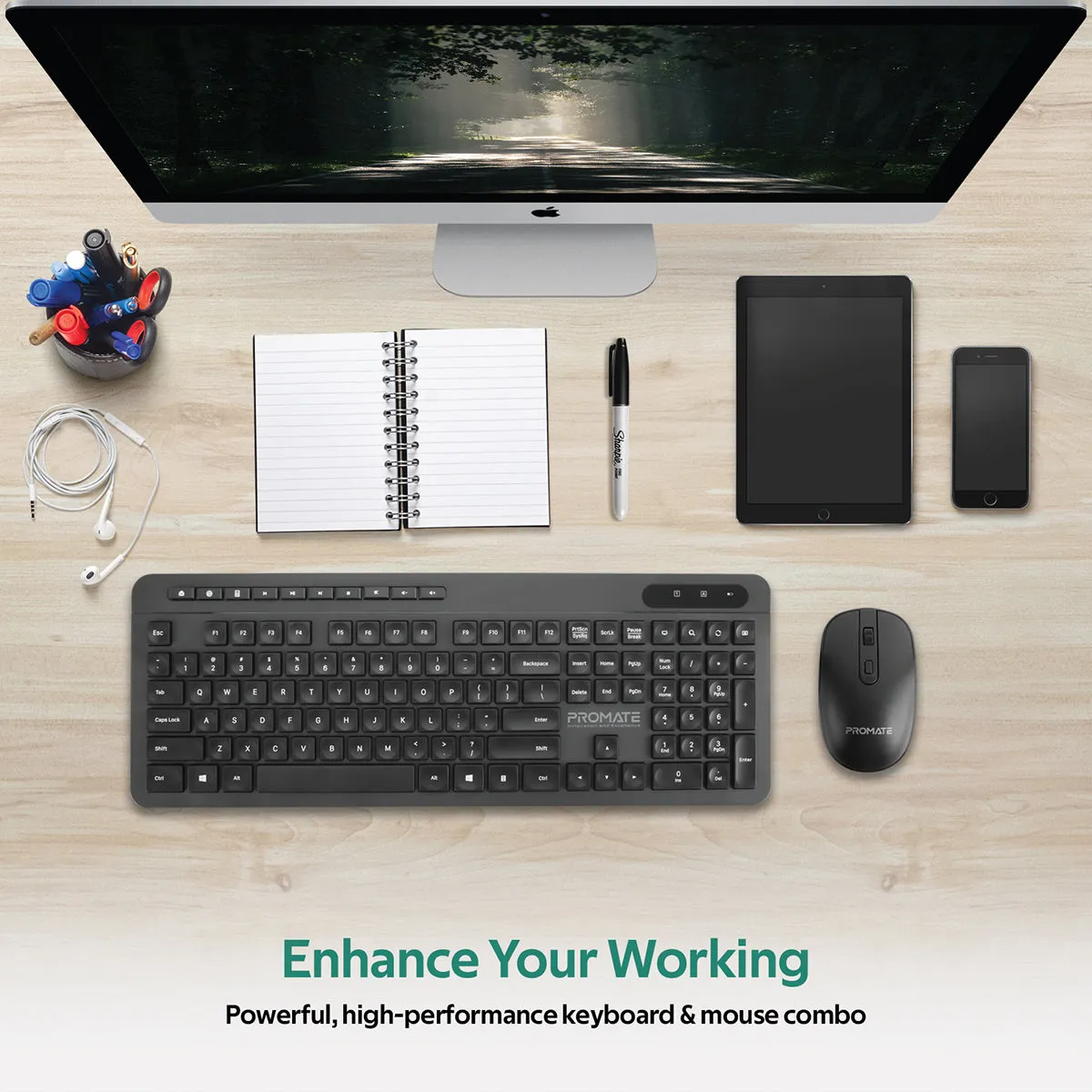 Ergonomic Design Wireless Multimedia Keyboard and Mouse