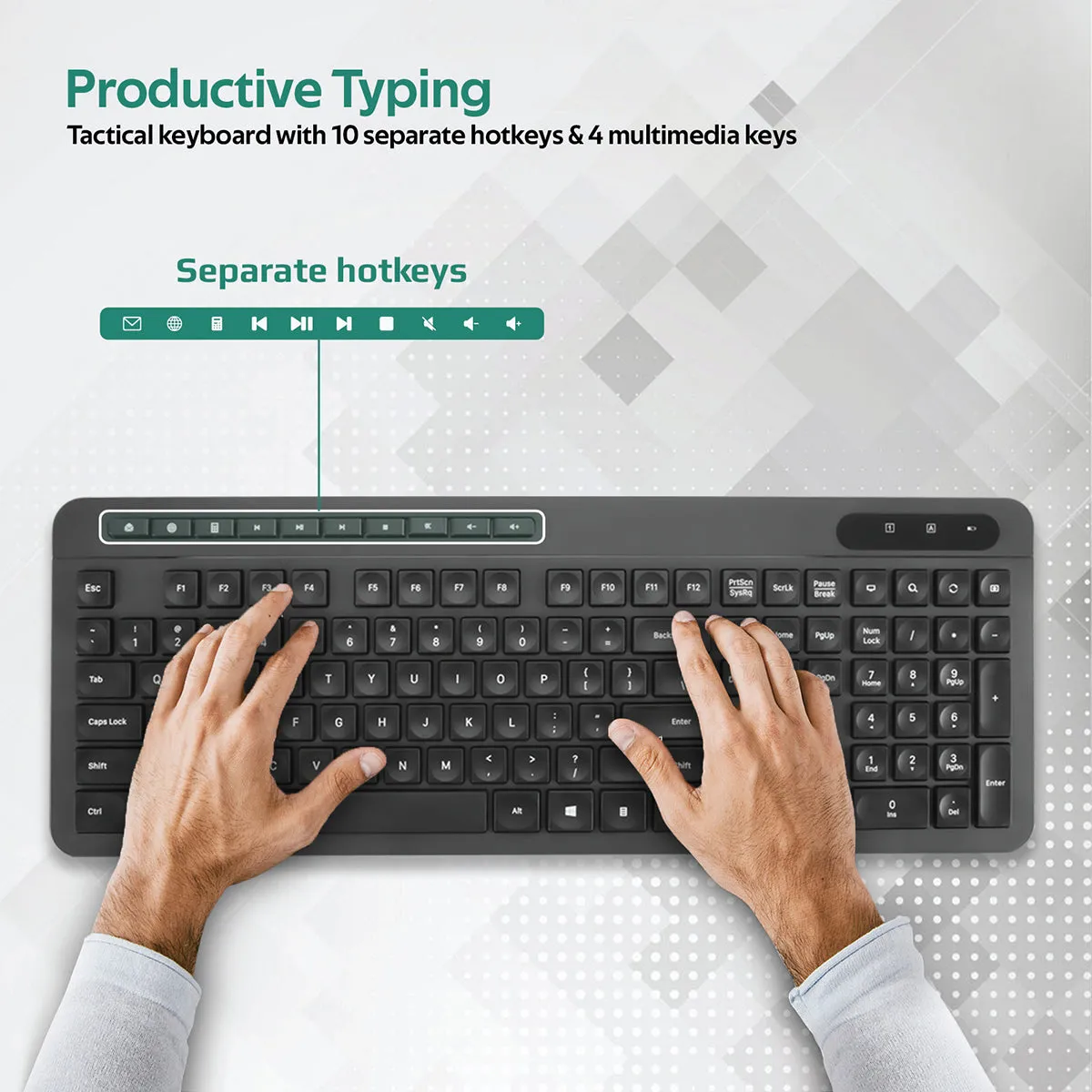 Ergonomic Design Wireless Multimedia Keyboard and Mouse