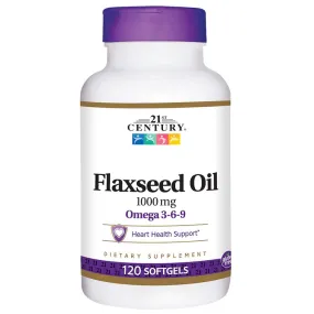 Flaxseed Oil 1000 Mg, 120 Softgels - 21st Century