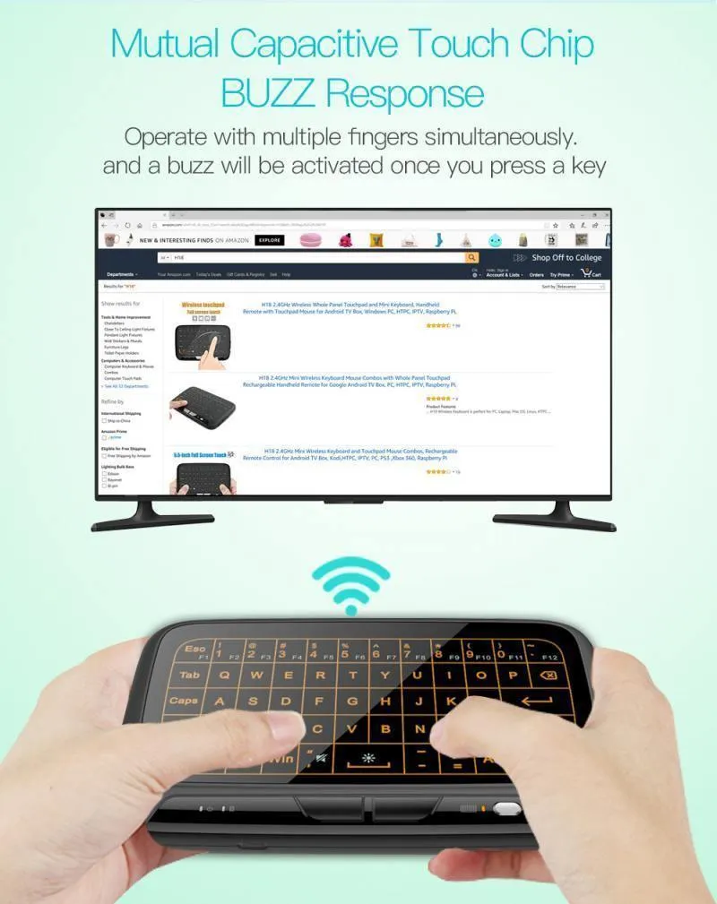 H18  Mini HTPC Keyboard: 2.4GHz Wireless Keypad Touchpad Adjustable Backlight USB For Windows Android Mac Linux