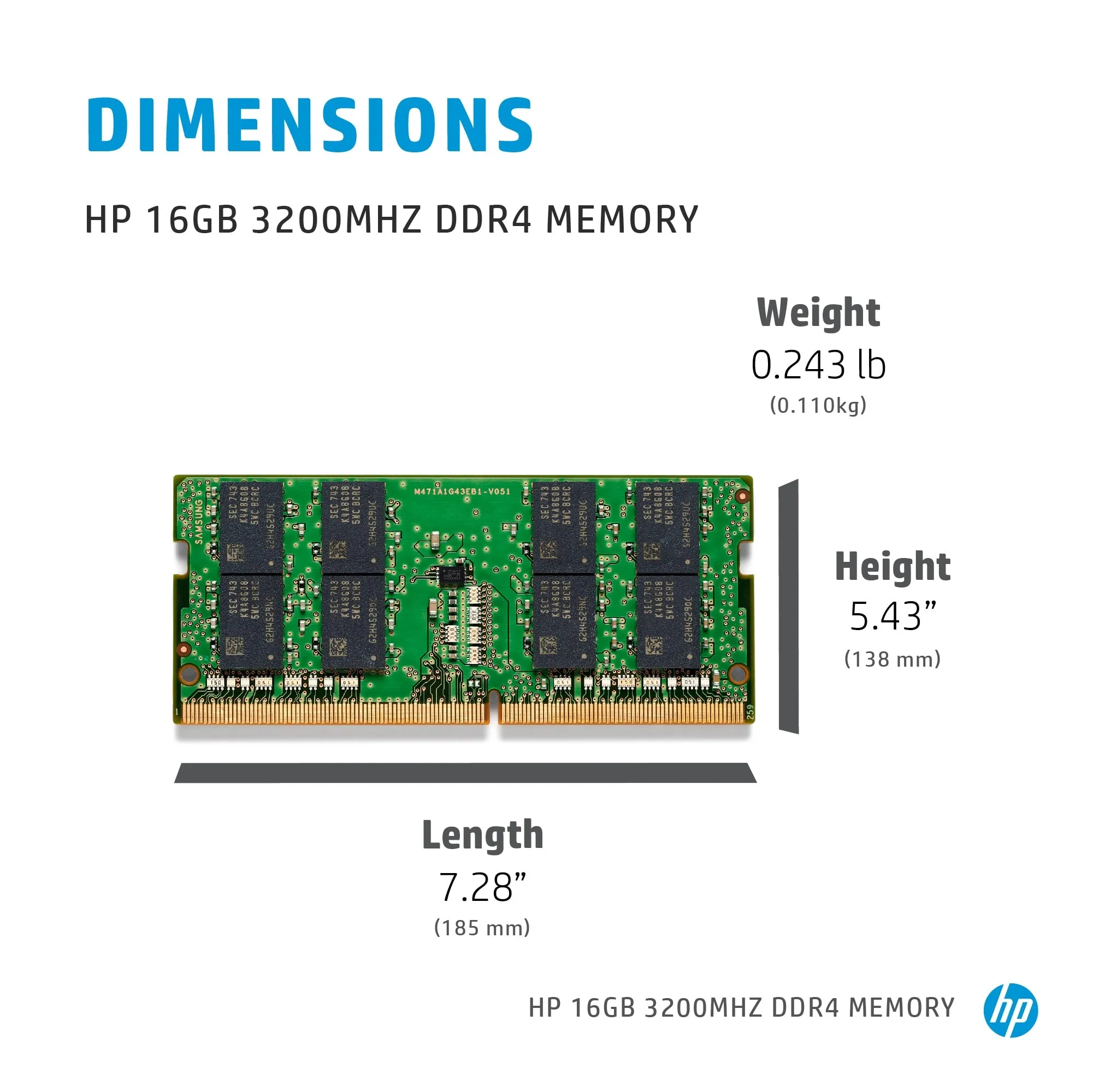 Hp - Ddr4 - Module - 8 Gb - So-Dimm 260-Pin - 3200 Mhz / Pc4-25600 - 1.2 V - Unbuffered - Non-Ecc - For Elitebook 640 G9