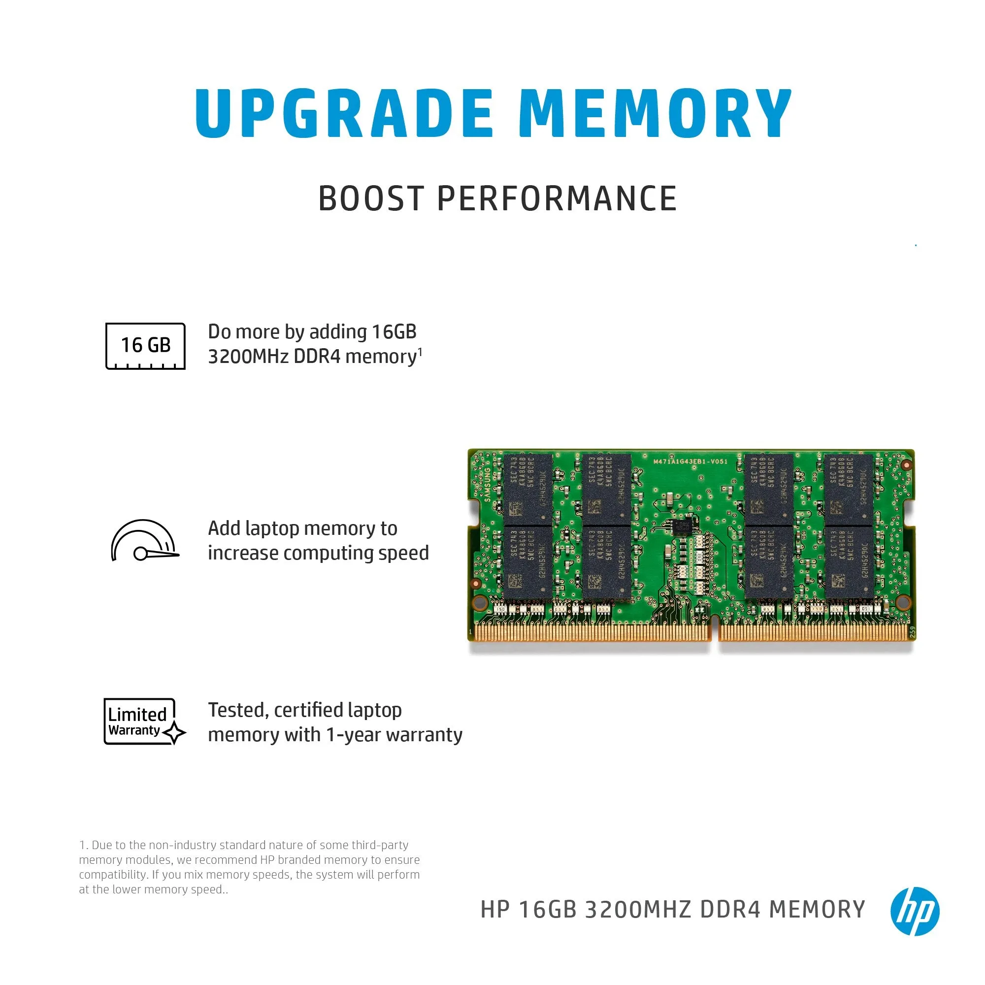 Hp - Ddr4 - Module - 8 Gb - So-Dimm 260-Pin - 3200 Mhz / Pc4-25600 - 1.2 V - Unbuffered - Non-Ecc - For Elitebook 640 G9