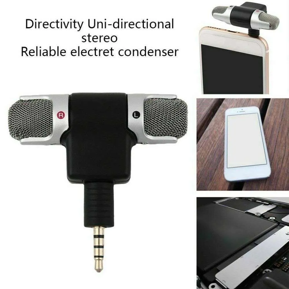 Hridz 3.5mm Mini Jack External Stereo Recorder Microphone Mic For Smart Phones