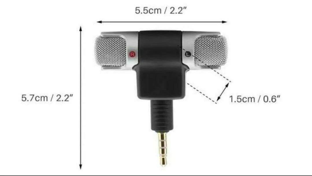 Hridz 3.5mm Mini Jack External Stereo Recorder Microphone Mic For Smart Phones