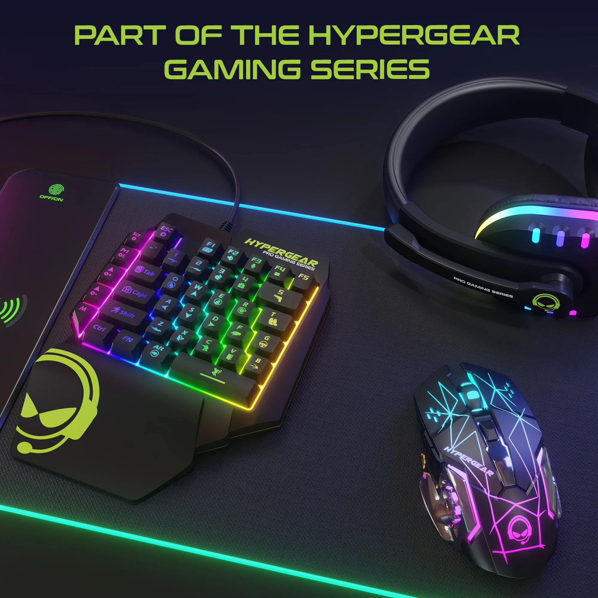 HyperGear KeyVictory One-Handed Gaming Keypad Black