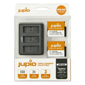 Jupio 2x Batteries 1730mAh & USB Triple Charger Kit For GoPro Hero 9/10