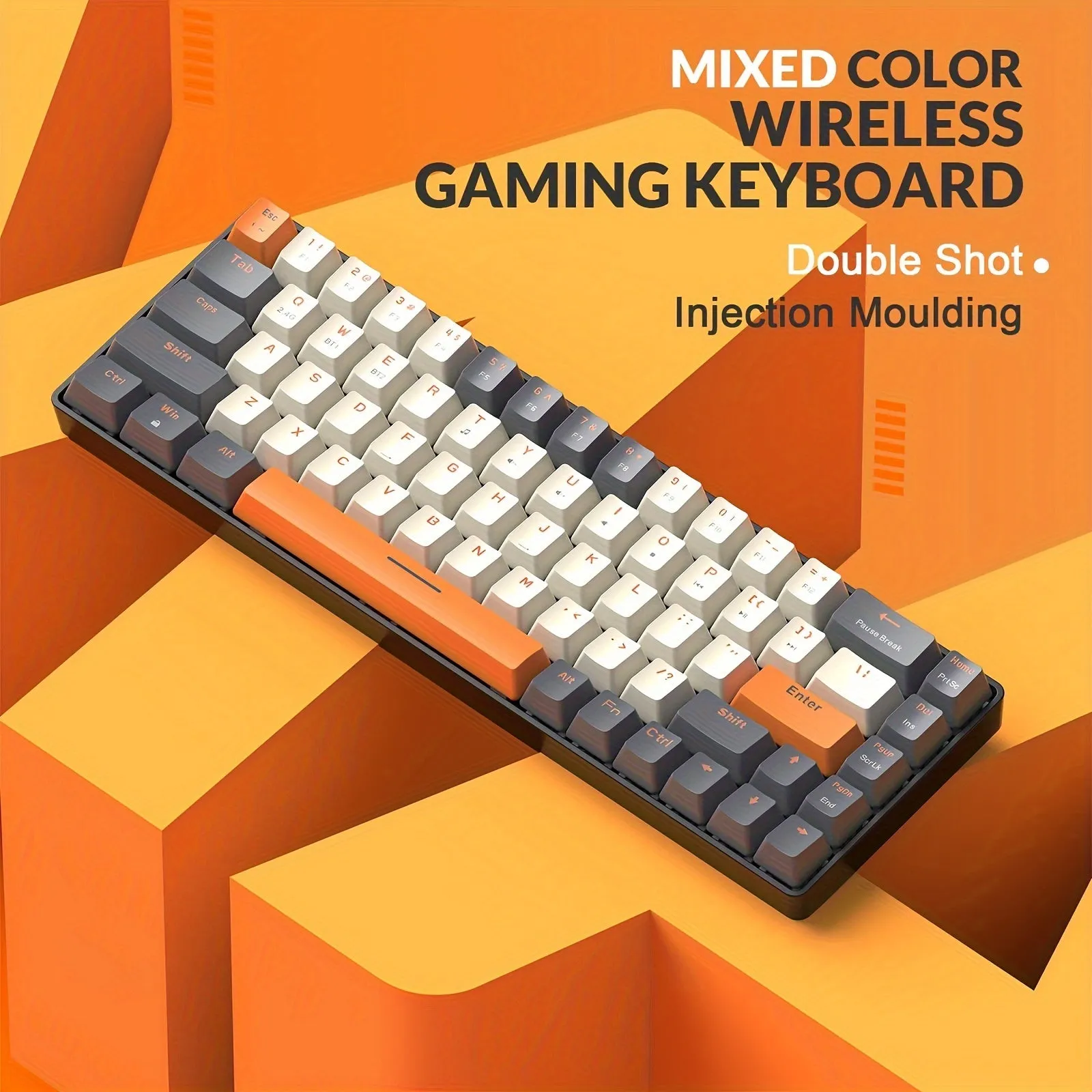 K68 Wireless Mechanical Keyboard, 60% Percent Gaming Keyboard, Apex Pro Mini 2.4Ghz/BT 5.0 Dual Mode 2-in-1 Receiver 68 Keys Hot Swappable Keyboard Linear Red Switch for PC/MAC