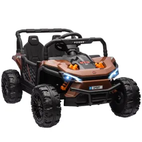 Kids Ride on Car, 12V Electric Truck w/ Horn Lights USB - Brown