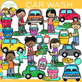 Kids Washing Cars Clip Art