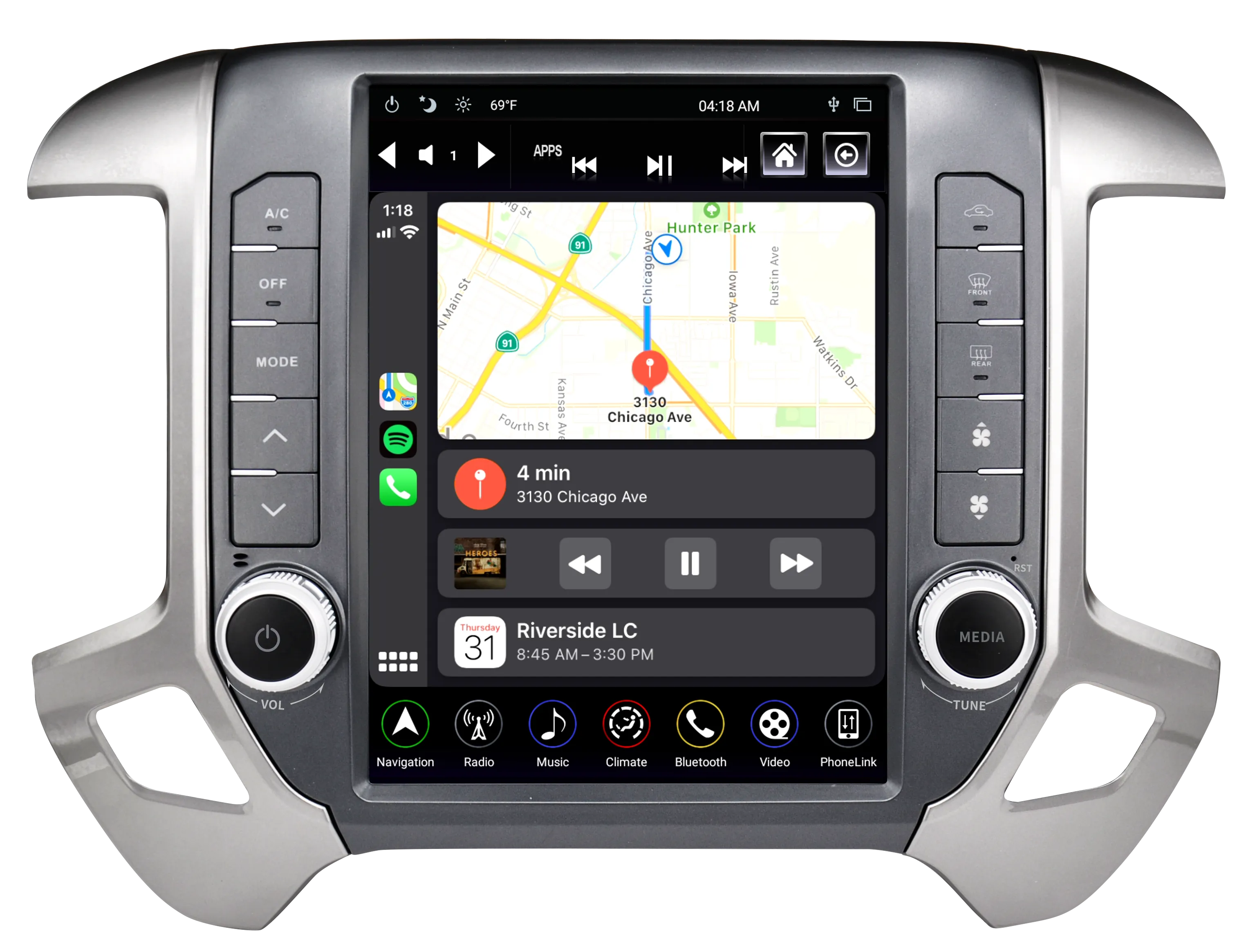 Linkswell T-Style Radio Silverado / Sierra (14-18) 12.1" Android Generation 4 - Tesla Style