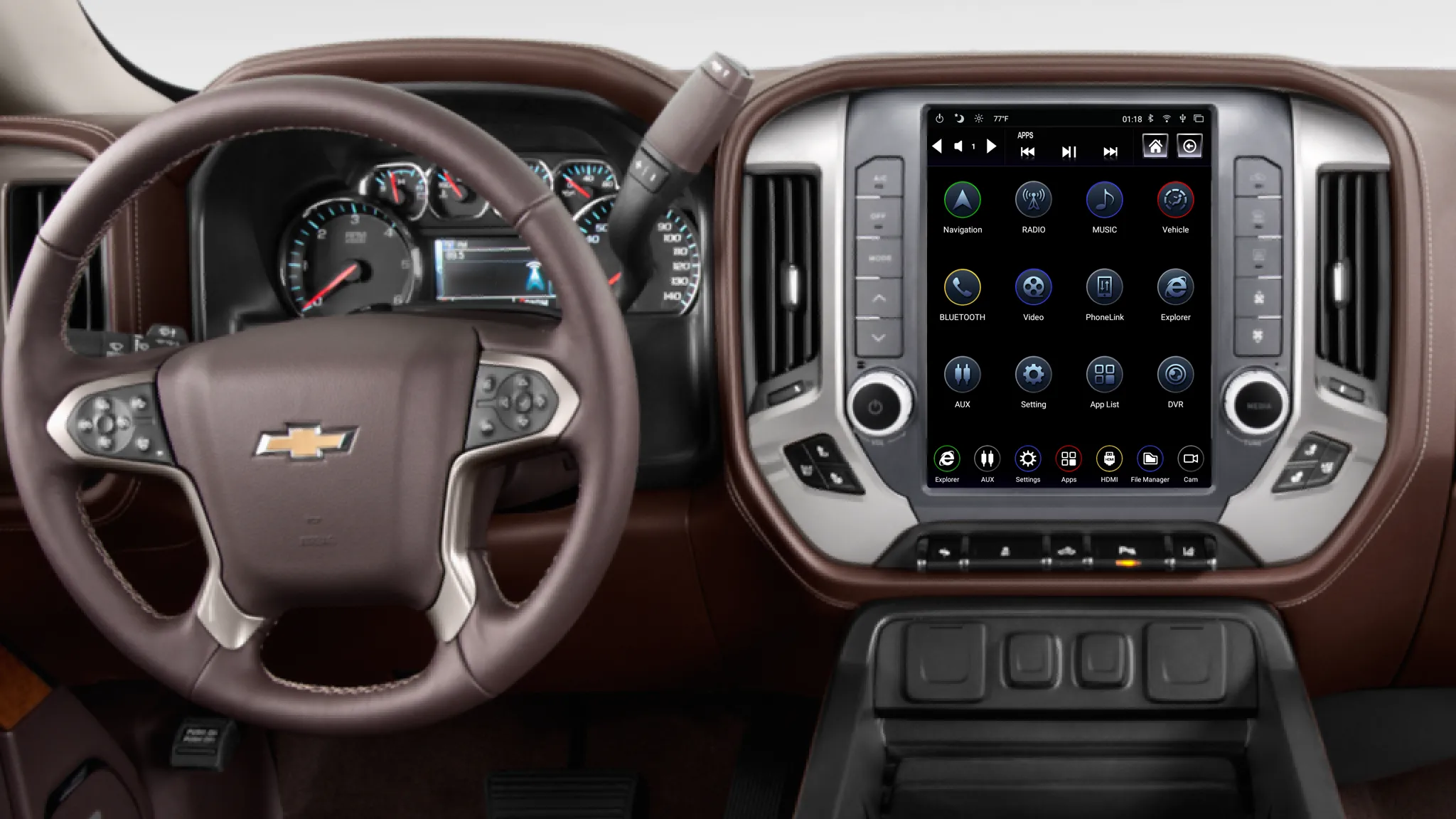 Linkswell T-Style Radio Silverado / Sierra (14-18) 12.1" Android Generation 4 - Tesla Style