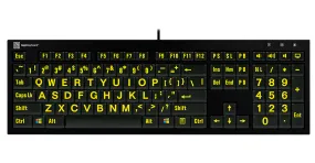 LogicKeyboard LargePrint Yellow on Black - PC Nero Slim Line Keyboard - US English LKBU-LPYB-BJPU-US