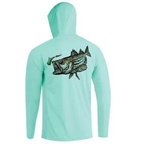 Long Sleeve Hoody Shirts UPF 50  (Striped Bass)