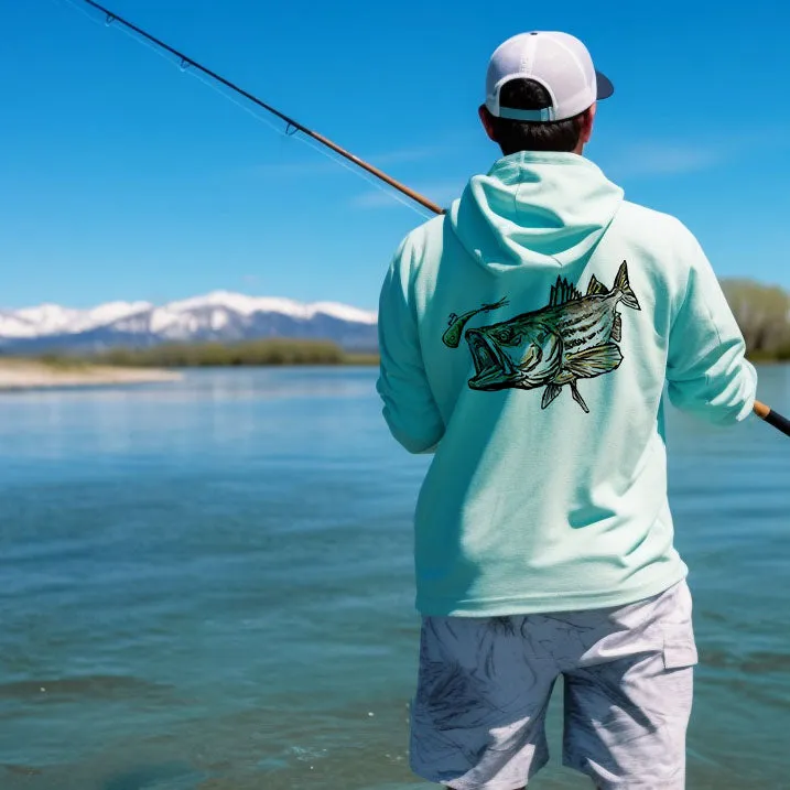 Long Sleeve Hoody Shirts UPF 50  (Striped Bass)