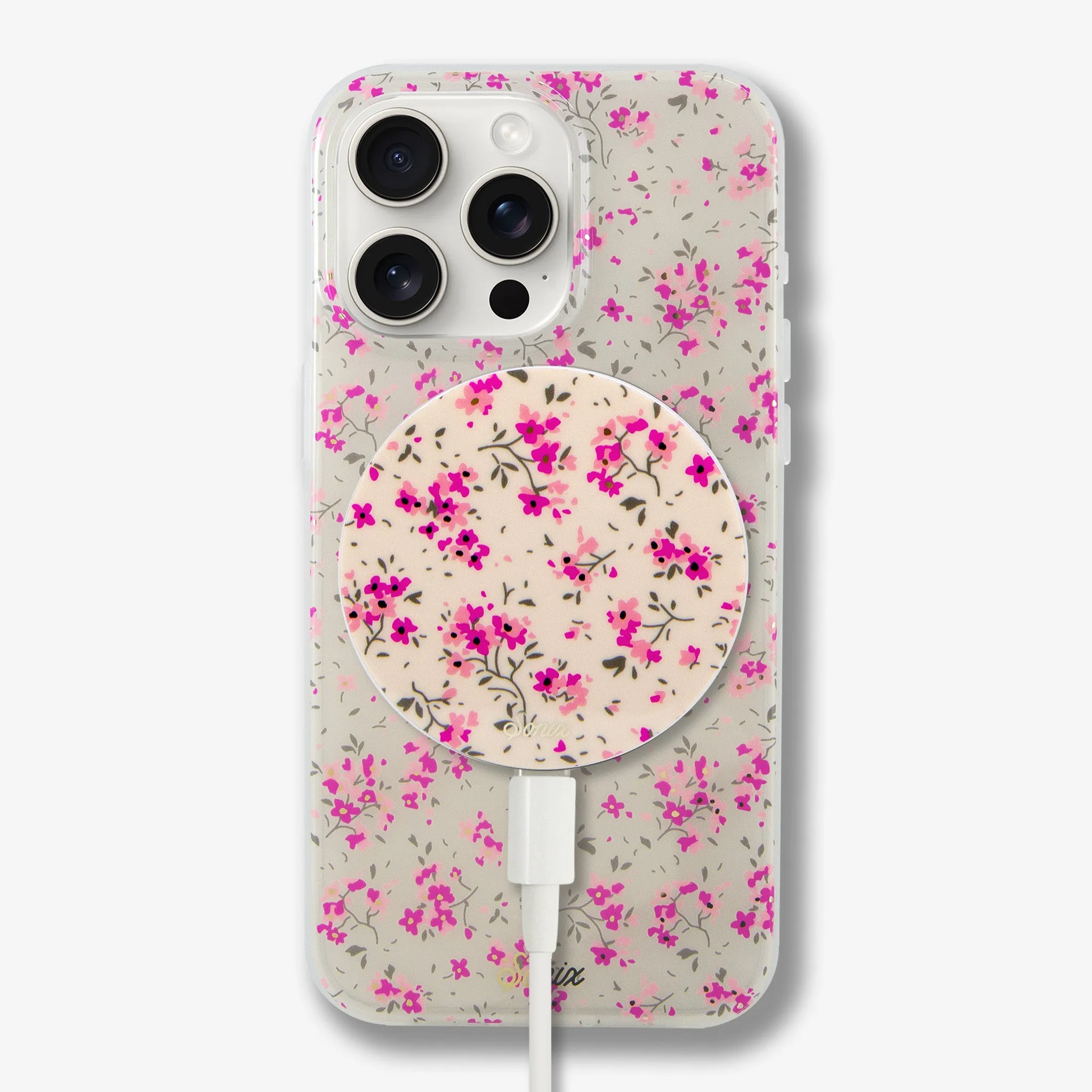 MagLink™ Magnetic Charger - Cottage Floral Pink