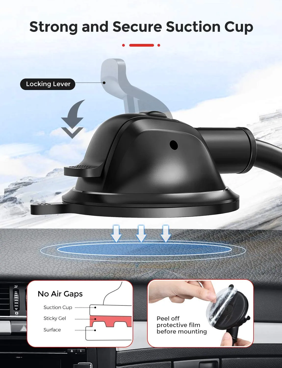 MPOW 139A Car Phone Mount Long Arm Dashboard & Windshield Car Phone Holder (tiktok)