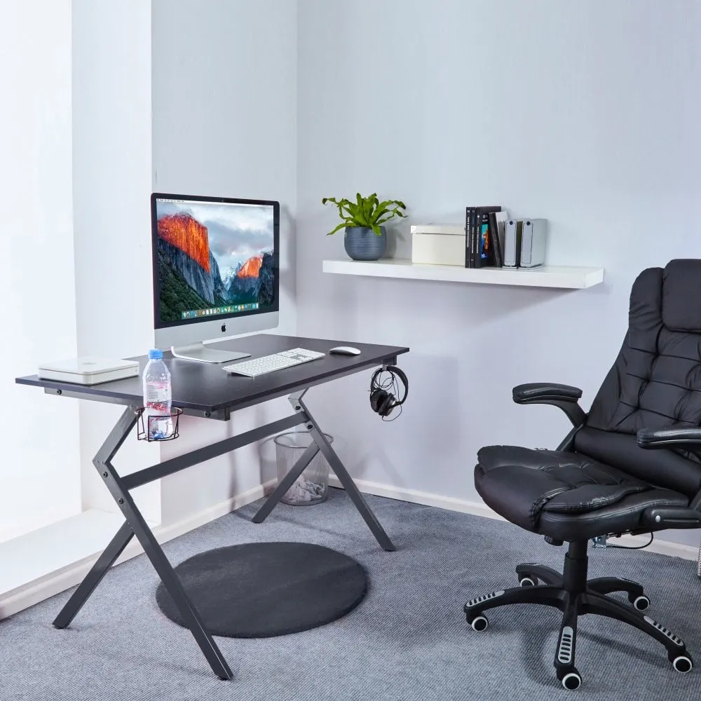 Neo Grey Ergonomic Computer Gaming Office Desk with Headphone Hook