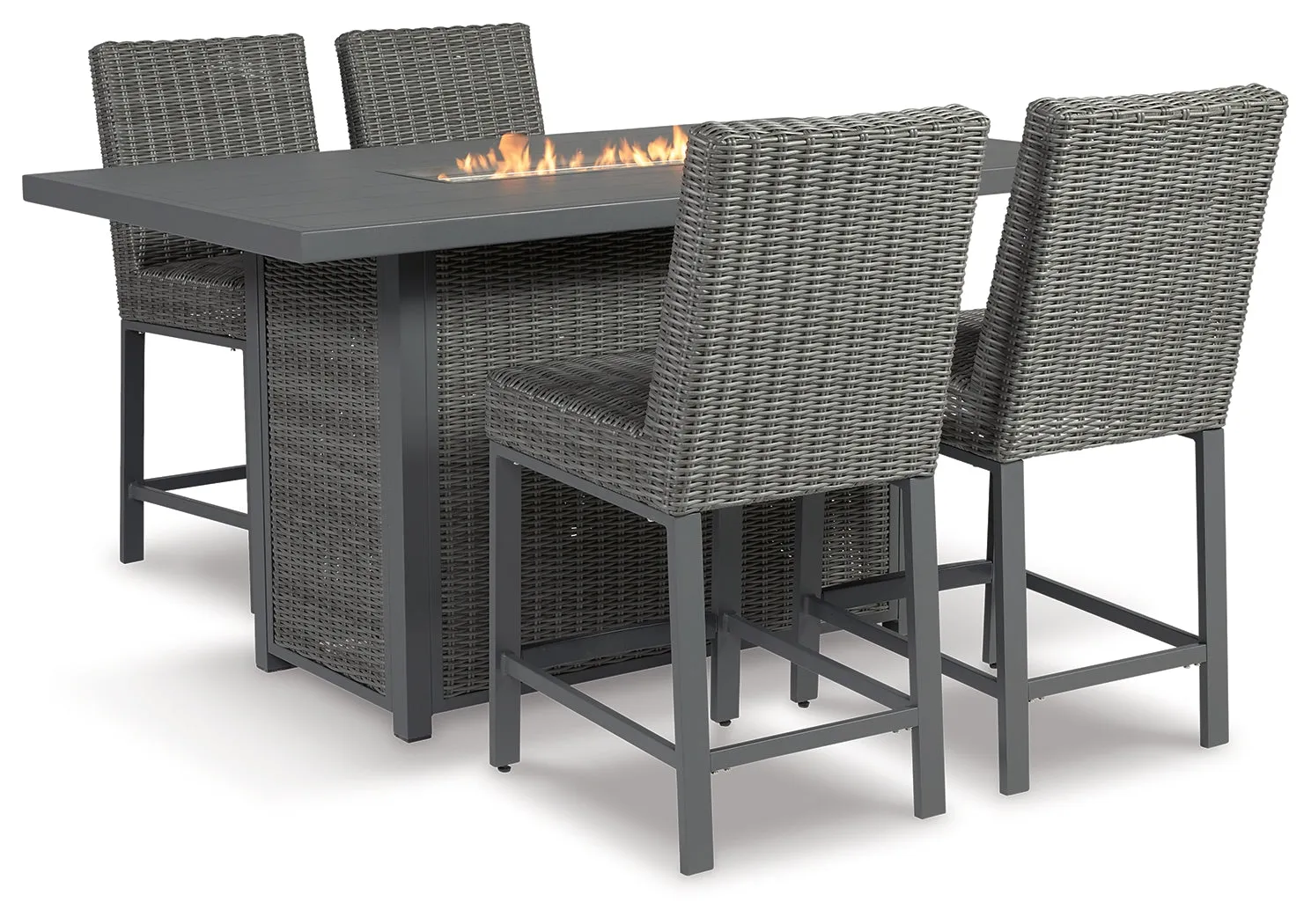 Palazzo Outdoor Bar Table and 4 Barstools in Gray