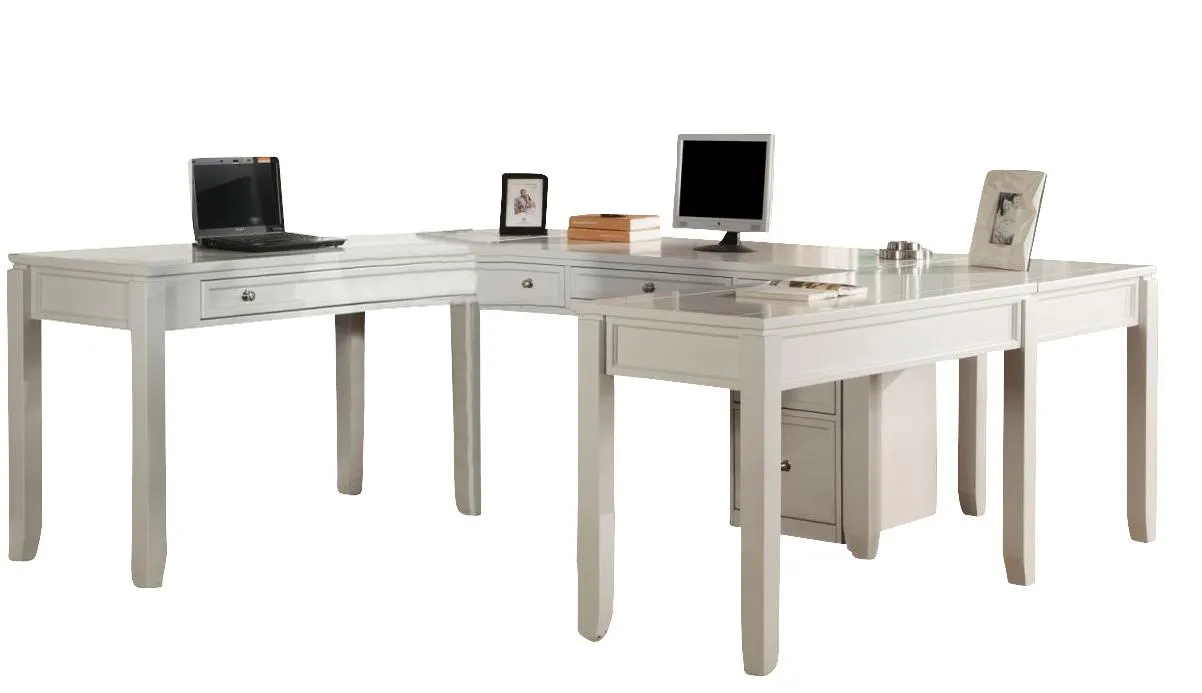 Parker House Boca 6-Piece U-Shaped Modular Desk Office in Cottage White