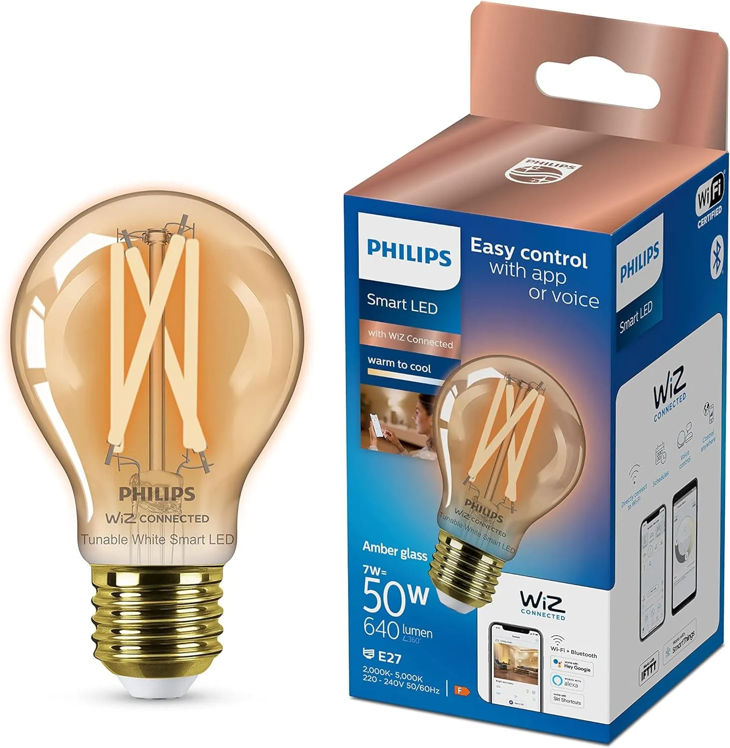 Philips WiZ E27 50W LED Cool white & warm white A60 Dimmable Light Bulb