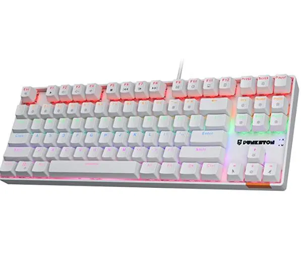 Punkston TK-87彩虹背光游戏键盘 黑色/白色 RGB Backlit Gaming Keyboard