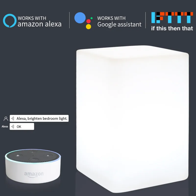 Rectangle Shape WiFi Smart Table Lamp Compatible with Alexa Voice Control Hand Touch LED by APP